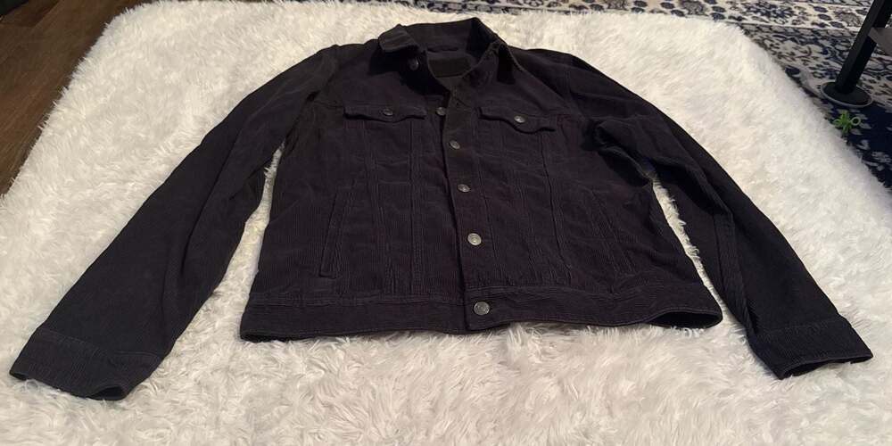 Abercrombie & Fitch Men's Dark Grey Corduroy Trucker Jacket Size L